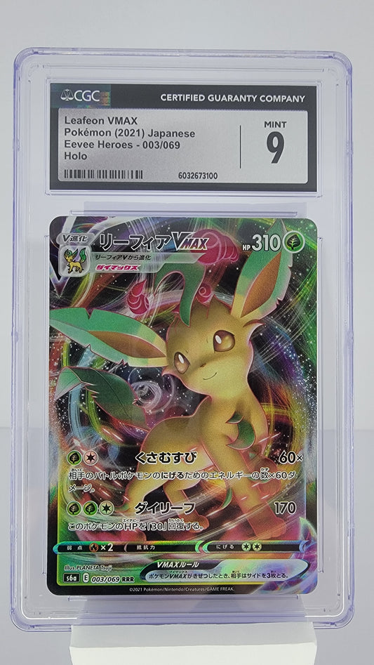 Leafeon VMAX 003/069 S6a: Eevee Heroes Holo (Japanese) CGC Mint 9